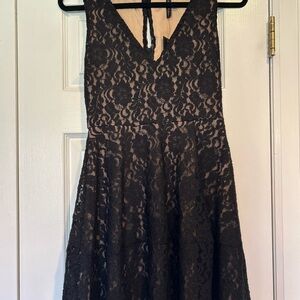 Black Lace V-Neck Fit & Flare Dress BCBG
